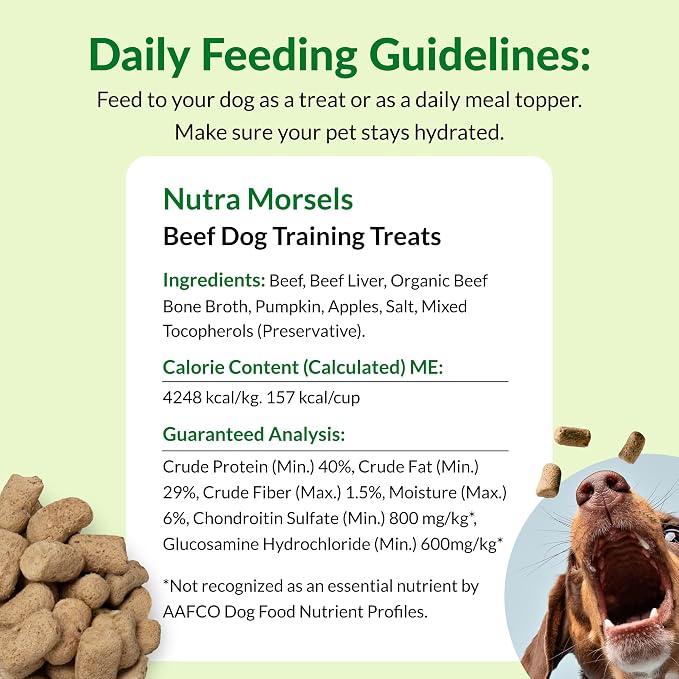 ULTIMATE PET NUTRITION Nutra Morsels, Superfood Treat & Food Topper (Beef, Pack of 3)