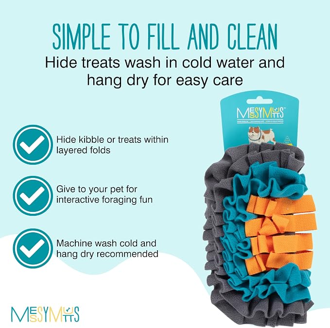 Messy Mutts Square Forage Mat with Suction Cups on Back for Stability | 11” x 11” Snuffle Mat Puzzle for Dogs | Stimulating Sniffing Interactive Puzzle for Dogs