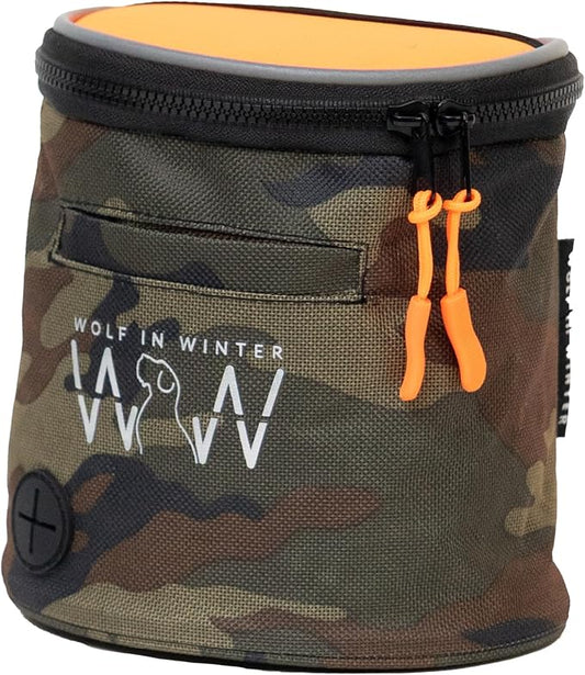 Quickdraw Dog Treat Pouch – Training Bag with Poop Bag Dispenser, Clicker Holder and Waist Belt – Hands-Free, Reflective and Durable for Puppy Training, Walks and Hikes (Orange/Camo)