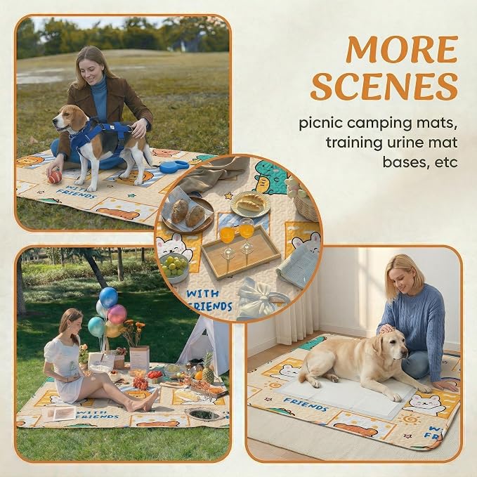 PJYuCien Non-Slip 36"x36" Pet Playpen Mat with 3-Layer Comfort, Reusable and Washable Training Crate Pad, Travel Mat and Sofa Protector for Puppies, Dogs, Cats, Rabbits, and Small Animals, Yellow