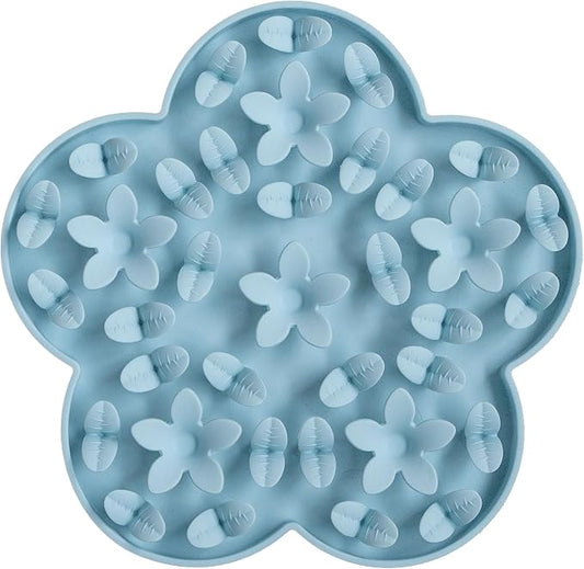 Dexypaws: Enrichment Snuffle Mat: Sky Blue Flower - Textured Dog Feeding Pad, Food Grade Silicone, Spread Food &Treats, Pet Soothing, Suction Back