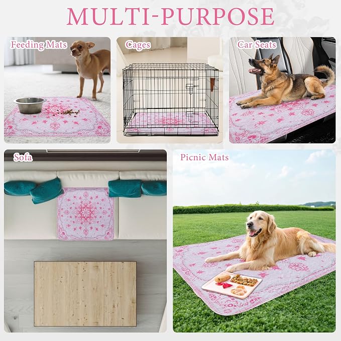 Homimp Washable Pee Pads for Dogs, 4 Pack Reusable Puppy Pads Waterproof, Absorbent and Leakproof Dog Pee Pads, Non Slip Puppy Training Pads, Pet Mat for Floor,Crate,Couch,Whelping,Pink, 18"x24"