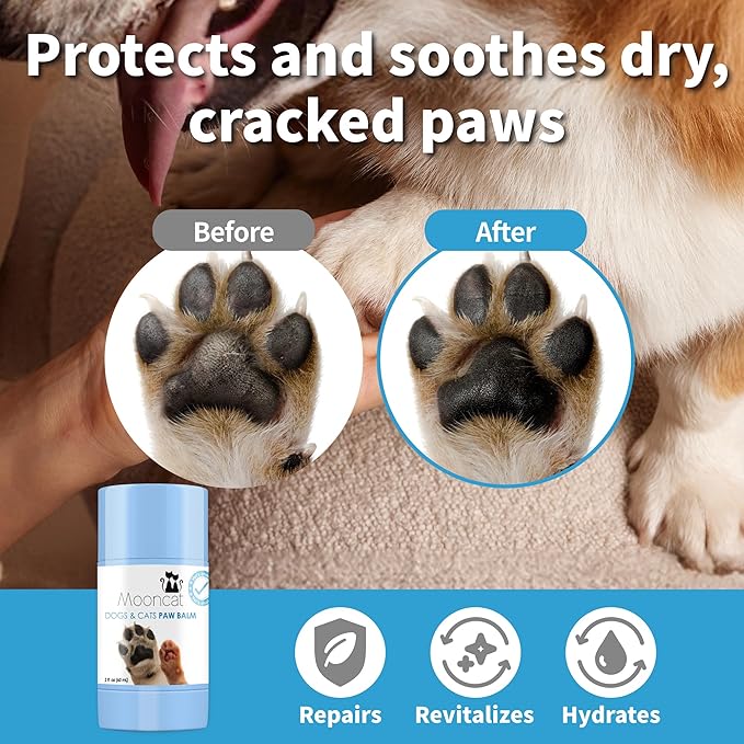 Mooncat Pet Paw & Ear Care Bundle – Natural Dog Paw Balm for Dry Nose and Cracked Pads with Jojoba Oil, Aloe & Vitamin E (2oz) + Cat & Dog Ear Cleaner Wipes for Wax & Dirt Removal, Odor Control & Dail
