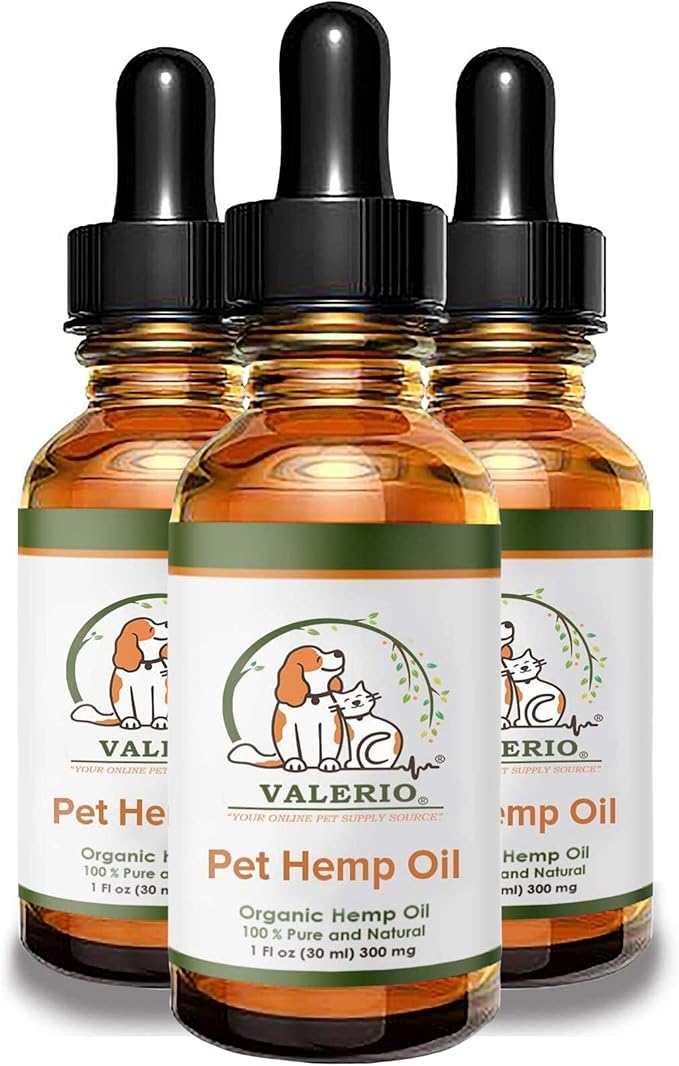 Valerio Pets Hemp Oil for Dogs and Cats - 1 Oz - Hemp Oil Drops with Omega Fatty Acids - Hip and Joint Support and Skin Health (3 Pack - 3 x 1 Oz)
