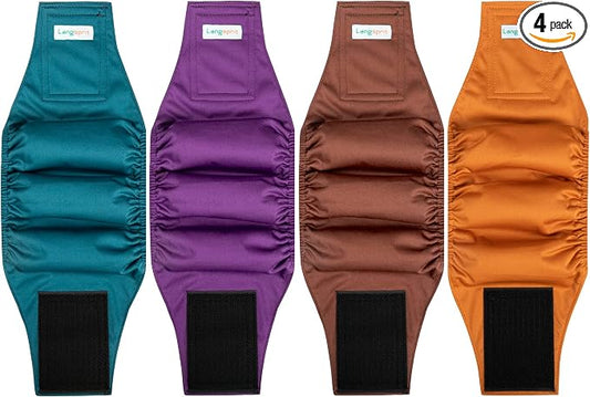 Male Dogs Diapers Belly Bands(4Pack), Washable Reusable Male Boy Doggy Wraps Panties for Doggie Puppy Pooping Potty Training Incontinence Marking Pañal para Perro Large