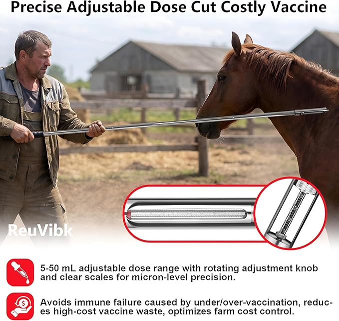 50 ML Livestock Iong Shot Pole Syringe, Cattle Syringe Gun | Length Can Be Adjusted Freely 24"40"56"68"87", Remote Safe Operation for Cattle Horses Large Animals