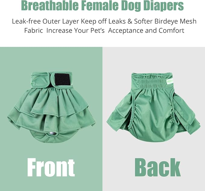 wegreeco Dog Diapers Female (3 Pack), Highly Absorbent Dog Diapers for Female Dogs Washable in Heat, Incontinence, or Excitable Urination (HLF, Large)