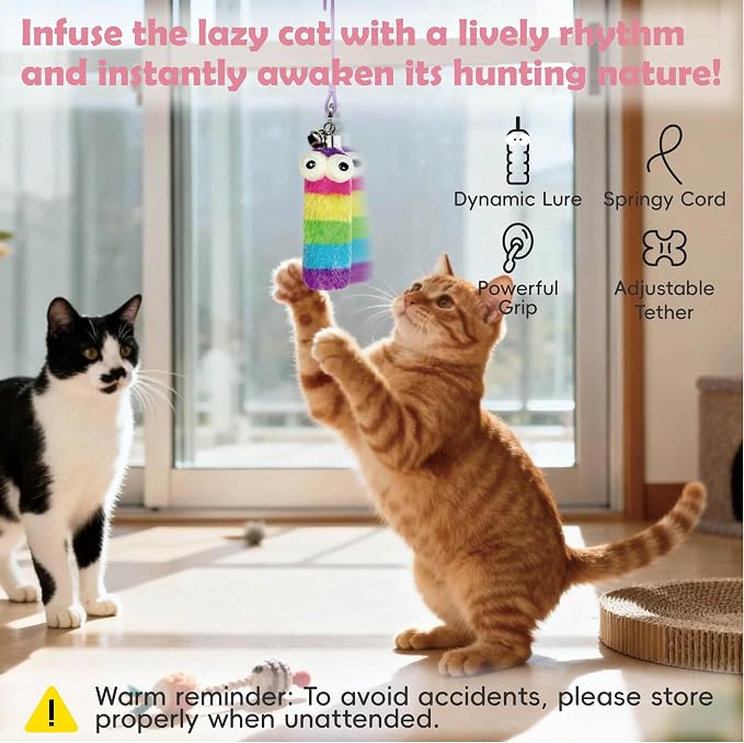 7-in-1 Kitten Toys for Indoor Cats with Washable Adhesive Suction Cup, Hanging Interactive Cat Toys, Silvervine Stick and Sisal Chew Rope Catnip Teething Toy for Bored Kitten (Pink)