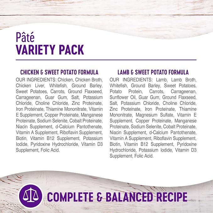 Wellness Complete Health Pate Variety Pack Adult Canned Wet Dog Food, Wholesome Grains, Natural, 12.5 oz, Pack of 6 Cans