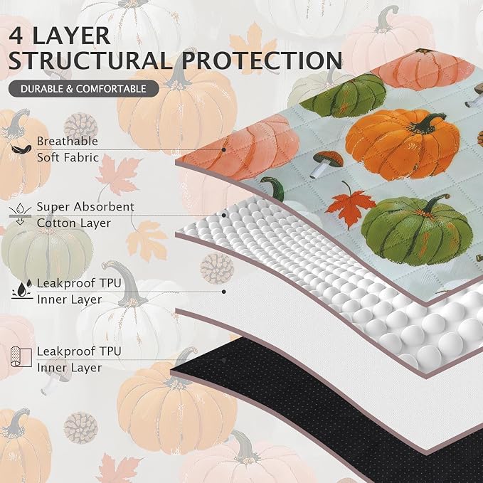 IEUUMLER Washable Pee Pads for Dogs, 2 Pack Pumpkin Pattern Reusable Waterproof Puppy Potty Pads, Non-Slip Absorbent Pet Training Pads for Playpen Crate Bed EU016 Grey Pumpkin, 24x24