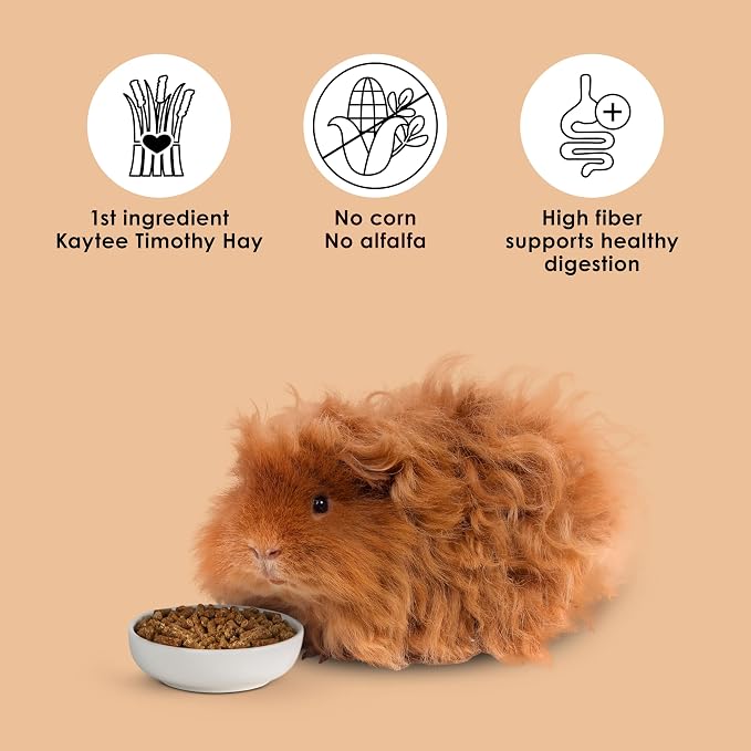 Kaytee Timothy Complete Guinea Pig Food, Made with Timothy Hay, High in Fiber, Supports Dental Health and Digestion, Long-Lasting Vitamin C, 25 Pounds