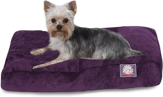 Majestic Pet Villa Rectangle Dog Bed Washable – Non Slip Comfy Pet Bed – Dog Crate Bed with Removable Washable Cover – Dog Kennel Bed for Sleeping, Polyester Fiber, Medium, Aubergine