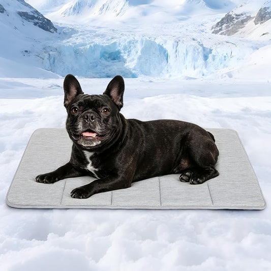 Dog Cooling Mat for Large Dogs – 30"x20" Orthopedic Memory Foam Pad for Summer, Hot Weather & Joint Relief | Washable, Non-Slip Crate Mat for Senior Dogs, Travel & Home (Grey)
