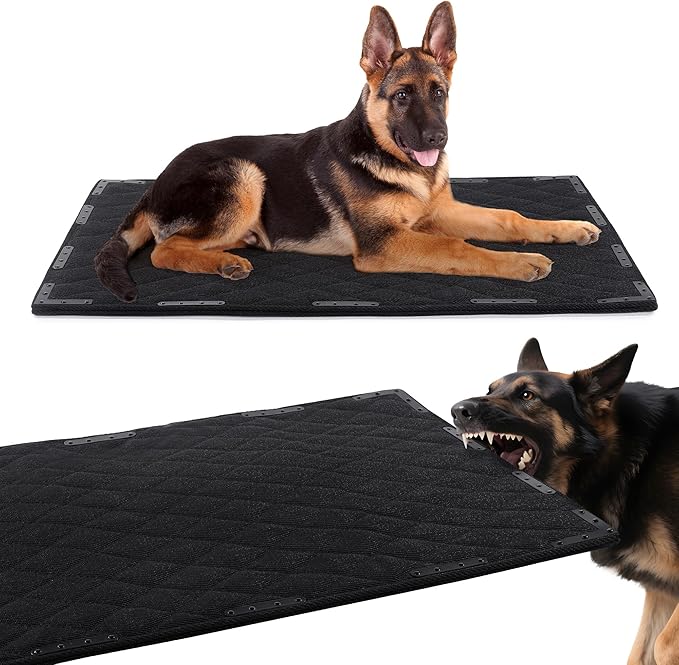 HOMBYS Chew Proof Dog Bed Mat with 12 Metal Rivets - Indestructible Kennel Pad for Teething Puppies & Aggressive Chewers, Durable Waterproof Crate Mat for Small Dogs, 23" x 17" (Indoor/Outdoor Use)
