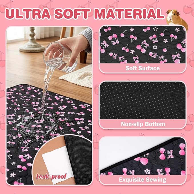 2 Pack Waterproof Guinea Pig Cage Liner, 36" x 36" Washable Reusable Guinea Pig Liner, Super Absorbent Leak-Proof Pet Pee Pad Mats for Guinea Pigs Rabbit Chinchilla Bunny Hamster