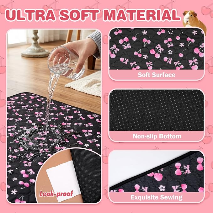 2 Pack Waterproof Guinea Pig Cage Liner, 48" x 72" Washable Reusable Guinea Pig Liner, Super Absorbent Leak-Proof Pet Pee Pad Mats for Guinea Pigs Rabbit Chinchilla Bunny Hamster