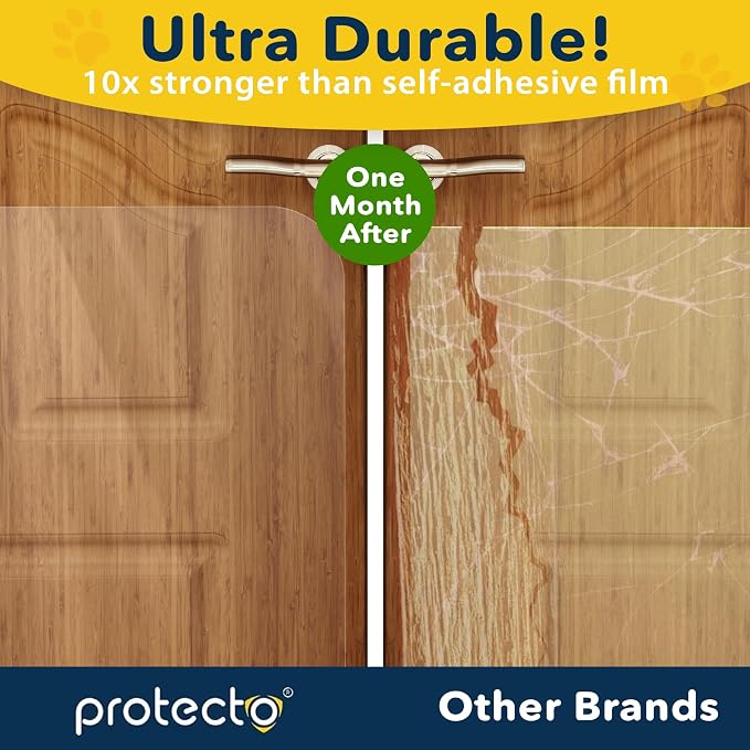 PROTECTO 2 Pack Heavy Duty Door Protector from Dog Scratching, 30 x 20” Clear Door Scratch Protector, Easy to Install on Window, Wall, Screen & Sliding Doors, Cat Scratch Guard for Indoors Outdoors