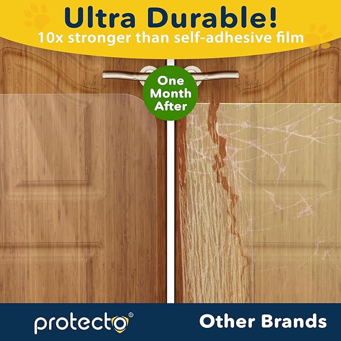 PROTECTO 2-Pack Heavy Duty Door Protector from Dog Scratching, 18 x 12” Clear Door Scratch Protector, Easy to Install on Window, Wall, Screen & Sliding Doors | Cat Scratch Guard for Indoors Outdoors