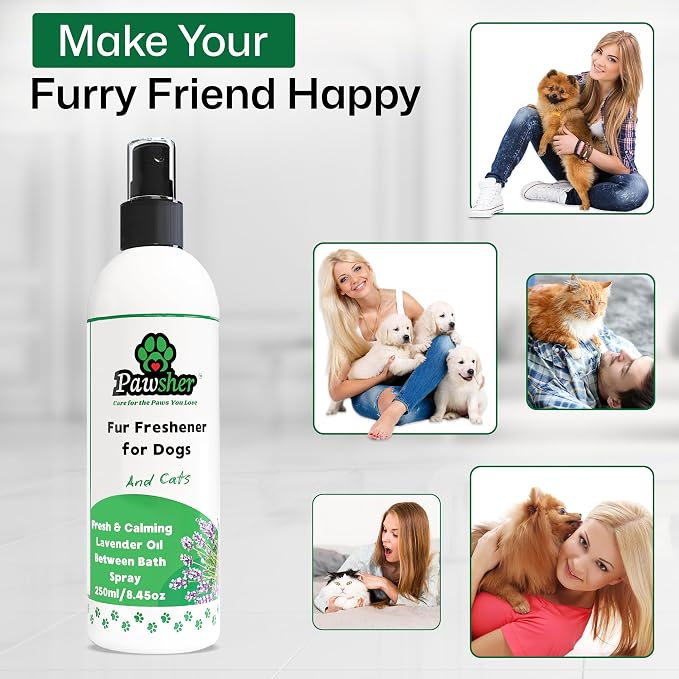 Cat Care Essentials: Cat Teeth Cleaning & Breath Freshener | Paw Balm Lick Safe | Fur Freshener Spray & Deodorizer Perfume | Refreshing & Calming Lavender Scent for in Between Baths