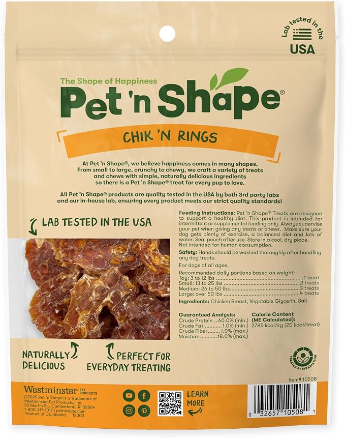 Pet 'n Shape Chik 'n Rings Jerky Dog Treats - 8 Ounce