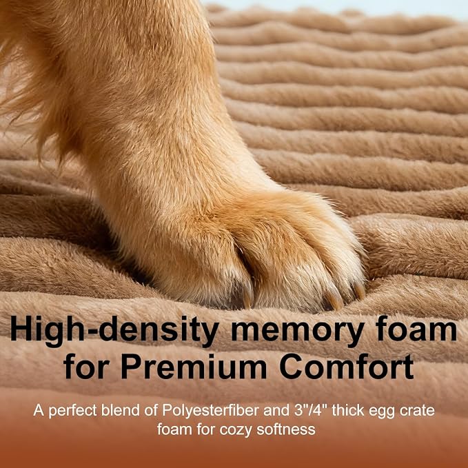 Waterproof Orthopedic Dog Bed for Medium Dogs, Medium Non-Slip Pet Beds with Sides, Egg-Crate Memory Foam Dog Couch for Crate Removable Washable Cover, Brown