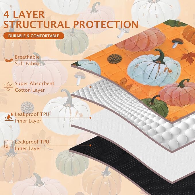 IEUUMLER Washable Pee Pads for Dogs, 2 Pack Pumpkin Pattern Reusable Waterproof Puppy Potty Pads, Non-Slip Absorbent Pet Training Pads for Playpen Crate Bed EU016 Orange Pumpkin, 24x24