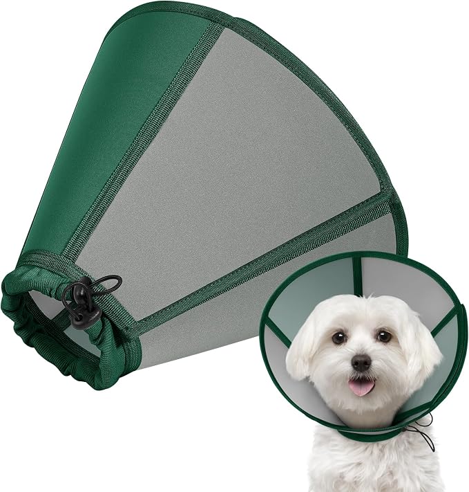 Dog Cone - Soft Cone for Dogs to Stop Licking, Comfy Dog Cones E-Collar Alternative After Surgery, Adjustable Dog Recovery Collar for Wound Care, Spay, Neuter, Green Small