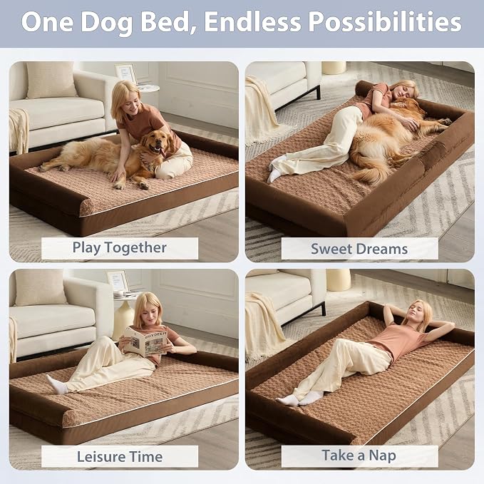 BFPETHOME Orthopedic Washable Dog Beds Large Sized Senior Dog for Comfy Sleeping with Removable Cover, Waterproof Big Soft Pet Couch Bed for Dogs Rerlax
