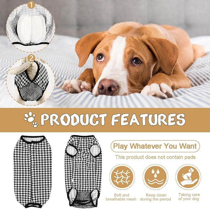 Etdane Dog Diapers Sanitary Panties Physiological Period Shirts Surgical Recovery Suits for Male and Female Dogs Plover Plaid Small