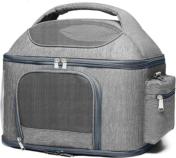 Expandable Pet Travel Bag,Mesh Window and Escape-Proof Buckle, Airline Approved Soft-Sided Pet Travel Carrier for Small Medium Cat