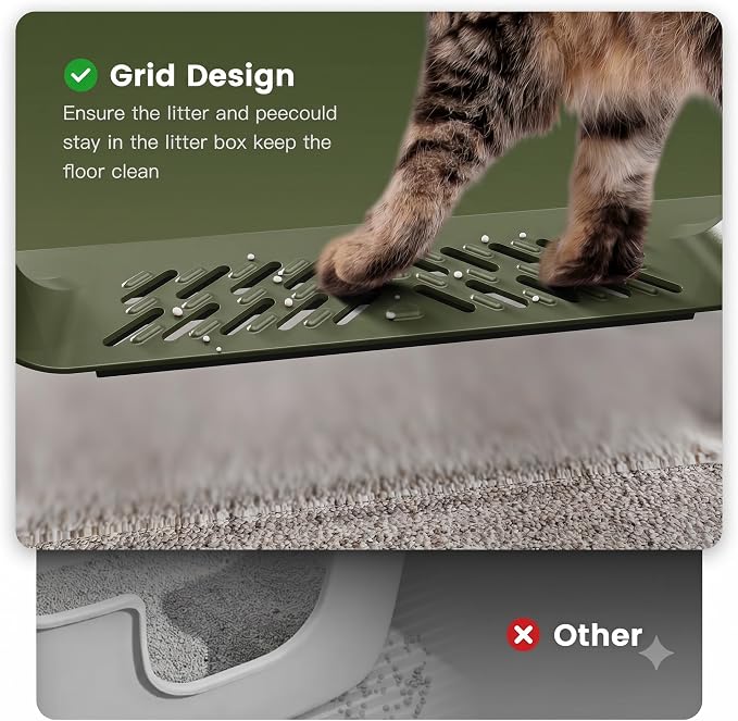 XXL Stainless Steel Cat Litter Box with Lid, 26" L x 18" W x 12" H Metal Litter Box with Hight Sides for Big Cats & Multiple Cats, Never Absorbs Odors, Anti-Urine Leakage, Easy Cleanin(Green)