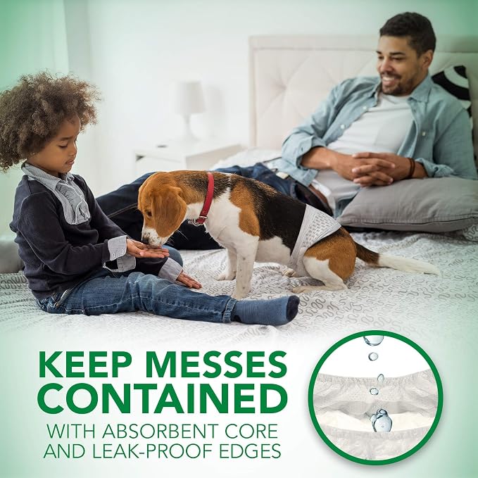 Vet’s Best Comfort Fit Disposable Male Dog Diapers - Absorbent Male Wraps with Leak Proof Fit - Large, 30 Count