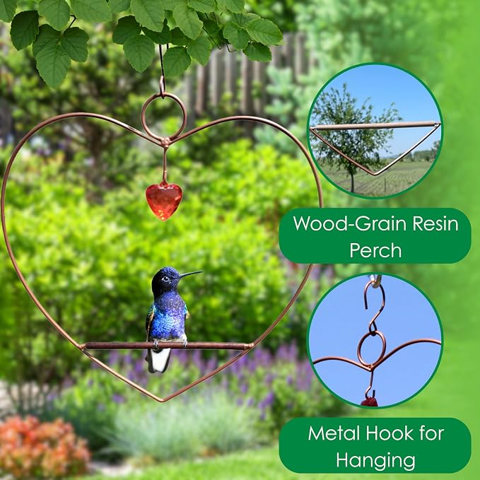 Songbird Essentials Hummingbird Swing - Tweet Heart Birdie Swing - Copper Color Hummingbird Perch