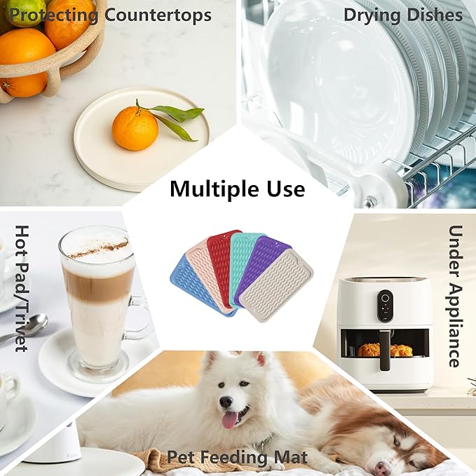 ZLR Silicone Sink Caddy Tray (6" x 12" / 153 x 305mm) - Narrow Sponge Holder for Kitchen Counter - Waterproof Dish Drying Mat, Non-Slip Soap Dispenser Mat & Bathroom Vanity Organizer (Coffee)