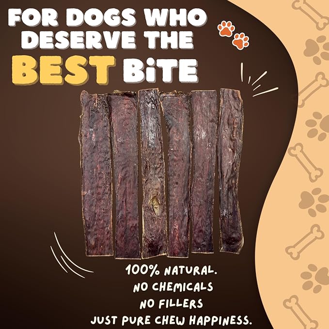 Woofley's - 10-12 Inch Esophagus Jerky (50 Count) - Gullet Sticks for Dogs - Safe Jerky Dog Chews -Easily Digestible Bully Sticks