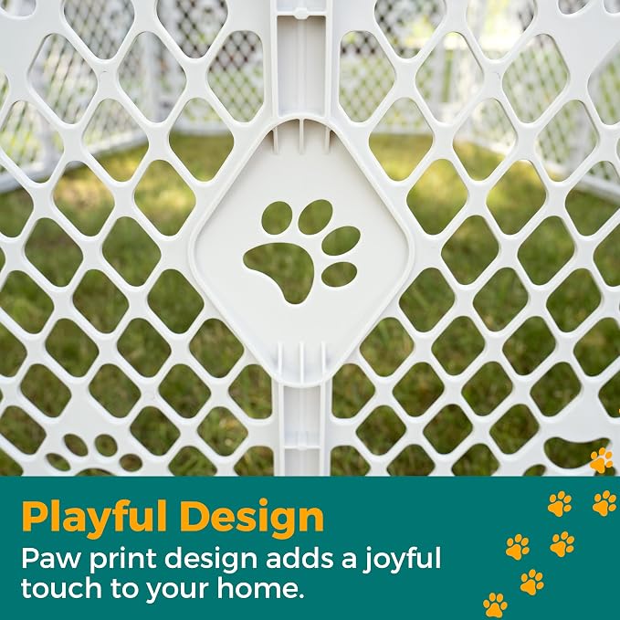 MYPET 6-Panel Paws Petyard, Gray Dog Playpen, Durable & UV-Resistant Puppy Playpen, Indoor/Outdoor Portable Dog Pen, Adjustable for Your Pet's Comfort, Friendly Design for Happy Pets