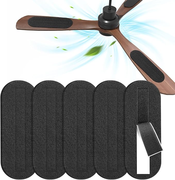 2026 Upgrade 5pcs Ceiling Fan Filters for Blades Easy-Stick Strong Fixity Activated Coconut Carbon Fan Filter for Ceiling Fan, Universal Fan Blade Air Fresh Purifier, Black