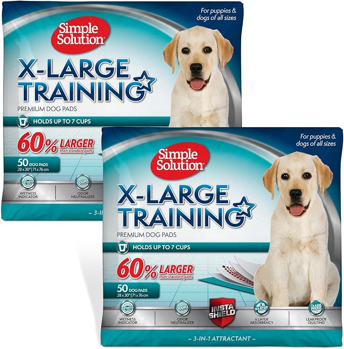 Simple Solution Extra Large Pee Pads For Dogs, Puppy Potty Training, Leak Proof Dog Pads, Pet Pee Pad, Disposable Puppy Pad, XLARGE 28"x30", 100 Count