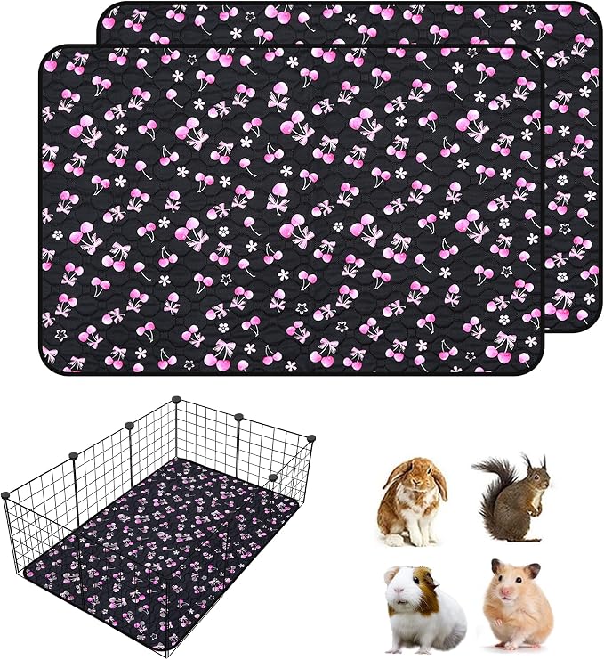 2 Pack Waterproof Guinea Pig Cage Liner, 28" x 42" Washable Reusable Guinea Pig Liner, Super Absorbent Leak-Proof Pet Pee Pad Mats for Guinea Pigs Rabbit Chinchilla Bunny Hamster