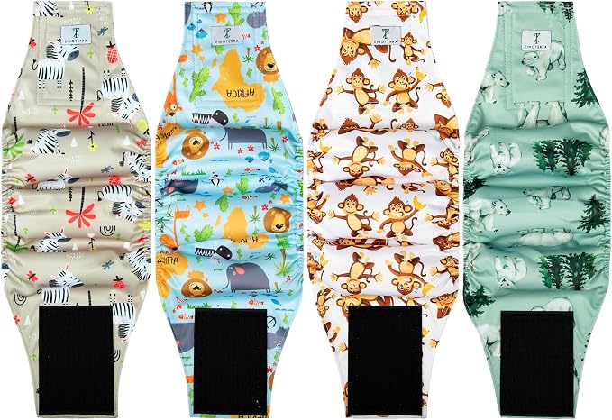 4Pack Dog Diapers Male,Reusable Leakproof Pet Soft Dog Belly Band Wraps,High Absorbency Male Dog Diaper,Wider Washable Belly Band for Doggy Incontinence and Puppy Training XXL