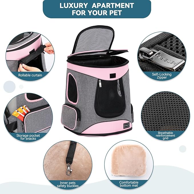 Petsfit Dog Backpack Carrier with Upgrade Waist Cushion Design to Better Fit the Waist, Suitable for Small and Medium Dogs Cats, and Rabbits up to 18 Pounds