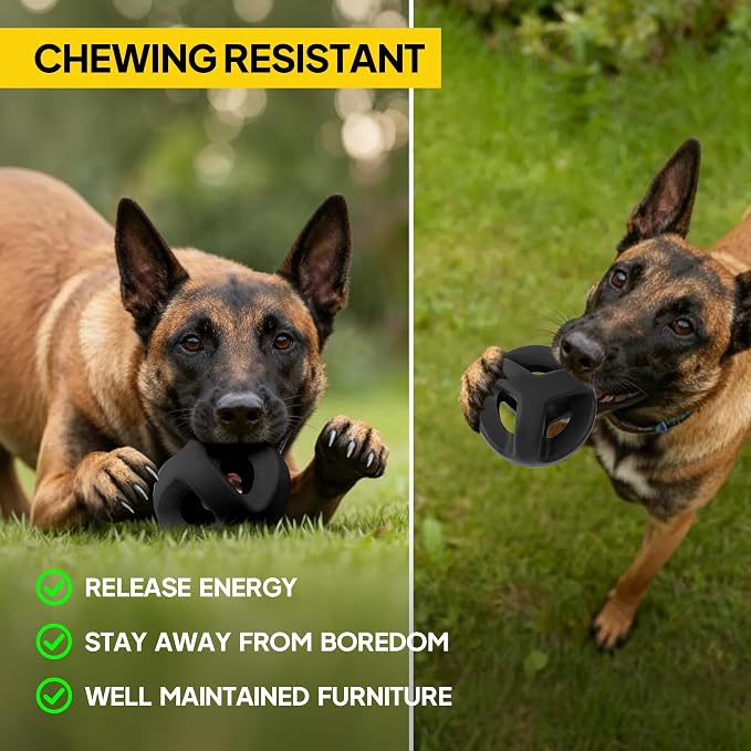 PetiFine Tough Dog Balls, Large Dog Toys for Aggressive Chewers, Interactive Dog Toy Balls Outdoor, Chew Toys for Medium Large Breed Non-Toxic Natural Rubber, 4.5"
