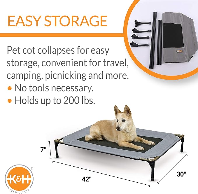 K&H Pet Products Original Elevated Pet Cot Tan with Microfleece Pad