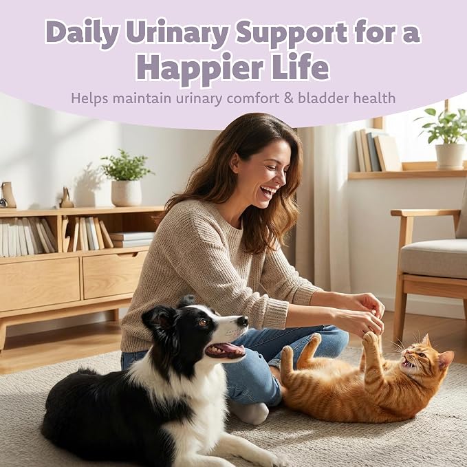 LOVITA Pets Urinary Tract Support for Dogs & Cats, with Cranberry Extract (PACs), D-Mannose and Probiotics, Daily Urinary Health Supplement, 60 Capsules