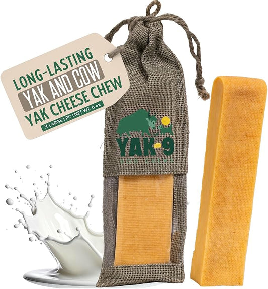 Yak9 Himalayan Yak Cheese Dog Chews | No Hide Dog Chews Long Lasting | High Protein, Non GMO, Gluten & Grain Free | Yak & Cow Milk Natural Dog Chew | Extra Large, 1 PC