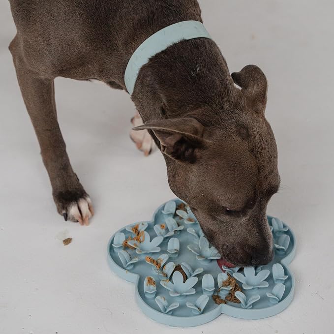 Dexypaws: Enrichment Snuffle Mat: Sky Blue Flower - Textured Dog Feeding Pad, Food Grade Silicone, Spread Food &Treats, Pet Soothing, Suction Back