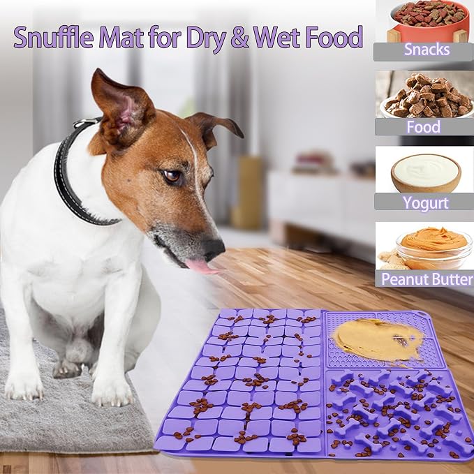 Silicone Snuffle Mat for Dog,Slow Feeder Lick Mat with Suction Cups for Slow Eating,Encourages Natural Foraging Skill,Pet Sniffing Mat for Small/Medium/Large Dog Cat