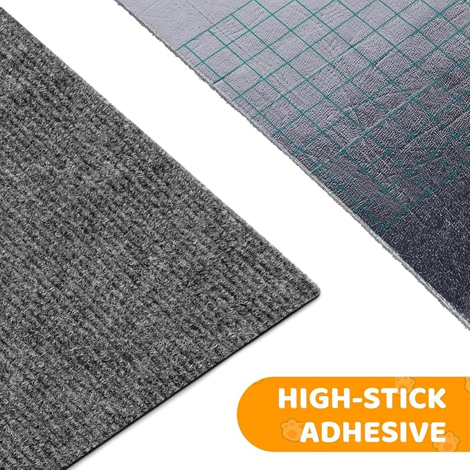 Cat Scratching Mat Self-Adhesive, 118'' x 15.8'' Trimmable Cat Scratch Pads Furniture Protector, DIY Climbing Cats Scratching Carpet for Couch, Door Frame or Wall Corner Protector (Dark Gray)