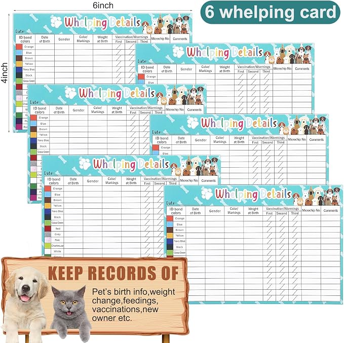 Newtay 62 Pcs Puppy Kitten Whelping Kit Include 4 Puppy Feeding Tube, 6 Charts, 15 Whelping Collars 15 Cord Clamps 15 Pee Pads Bulb Aspirator Syringe Bottle Scissors Stethoscope Bag Digital Pet Scale