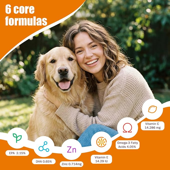 Omega 3 Fish Oil Skin & Coat Supplement for Dogs - 120 Chicken Flavor Chews | EPA & DHA - Relieves Itchy Skin, Reduces Shedding, Supports Hip & Joint, Immune Health